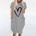 thumbnail image 2 of Clearance under $5 JINMGG Clearance Dresses under $10.00 Women's Casual Loose Love Print Dress Short Sleeve V-Neck Dress Gray L, 2 of 5