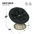 thumbnail image 2 of Leumius 40" Papasan Chair, Ergonomic Wicker Chair with Cloud Thick Density Fabric Cushion, Fluid 360 Degree Swivel for Reading,Living Room, Bedroom,Lounge,Gray Base, Black+Brown, 2 of 10