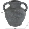 thumbnail image 3 of DecMode 10" Whitewashed Textured Amphora Black Ceramic Vase with 2 Handles, 3 of 11
