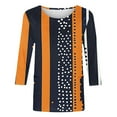 thumbnail image 5 of JTZGDY 3/4 Sleeve Tops for Women Dressy Casual Summer Color Block Print Crewneck Graphic T-Shirts with Pockets Loose Oversized Cotton Tunic Blouse Black XL, 5 of 5