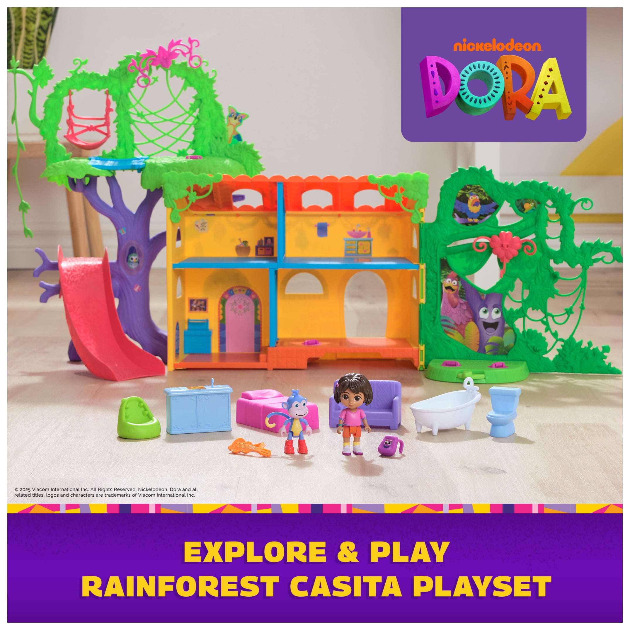 Dora the Explorer, Explore & Play Rainforest Casita Playset, Dora & Boots Collectible Figures, Furniture, Sound Fx, for Kids 3 and up