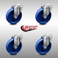 thumbnail image 2 of 5 Inch SS Solid Polyurethane Wheel Swivel Bolt Hole Caster Set Service Caster, 2 of 2