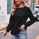 thumbnail image 5 of Long Sleeve Crew Neck Tops Leisure Pure Color Fashionable Soft Women Loose T Shirt for Daily Life Traveling, 5 of 5