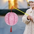 thumbnail image 3 of Giunmcul Online Shopping Chinese Paper Lanterns with LED Lights Hollow Out Hanging Asia Japanese Paper Lamps with Tassel and Walking Stick, 3 of 5