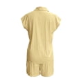 thumbnail image 5 of Arlun Linen Sets for Women 2 Piece Summer Outfits Sleeveless Button up V-Neck Tank Top and Wide Leg Shorts with Pockets Loose Fit Lightweight Breathable Vacation Matching Sets Yellow XS, 5 of 5