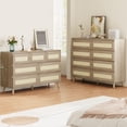 thumbnail image 7 of Danolapsi 8 Drawer Rattan Dresser for Bedroom, 47.2" Wide Chest of Drawers, Modern Wooden Double Dresser TV Stand with Wood Legs for Living Room, Hallway, Entryway, 7 of 7