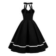 thumbnail image 4 of Bigersell Sun Dresses Women Fashion Women Summer Retro Casual Pullover Hatler Solid Color Sleeveless Dress Plus Bodycon Dress Style 26403, Female Extra long Dresses Black S, 4 of 7