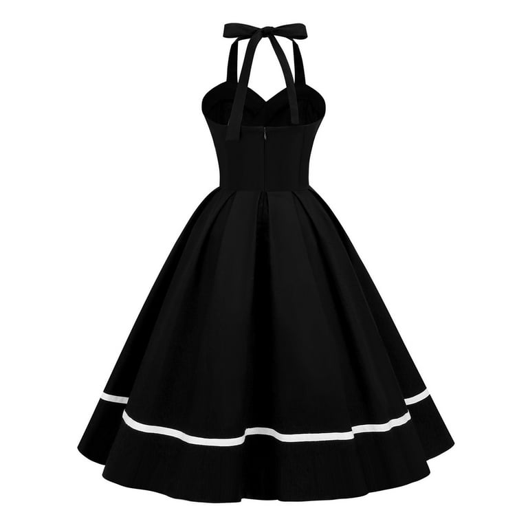 Bigersell 1950s Dresses for Women Fashion Women Summer Retro Casual Pullover Hatler Solid Color Sleeveless Dress Women's Plus Little Black Dress Style Bigersell 1950s Dresses for Women Fashion Women Summer Retro Casual Pullover Hatler Solid Color Sleeveless Dress Women's Plus Little Black Dress Style