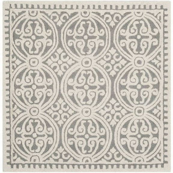 SAFAVIEH Cambridge Leslie Geometric Wool Area Rug, Silver/Ivory, 7'6" x 9'6"