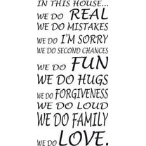 In This House We Do Love, Hugs, Loud, Fun, Family, Forgiveness Vinyl Wall Art. Love Quotes. Our Inspirational Christian Scripture Bible Verse Inspired Wall Decals Are Made in the Usa.