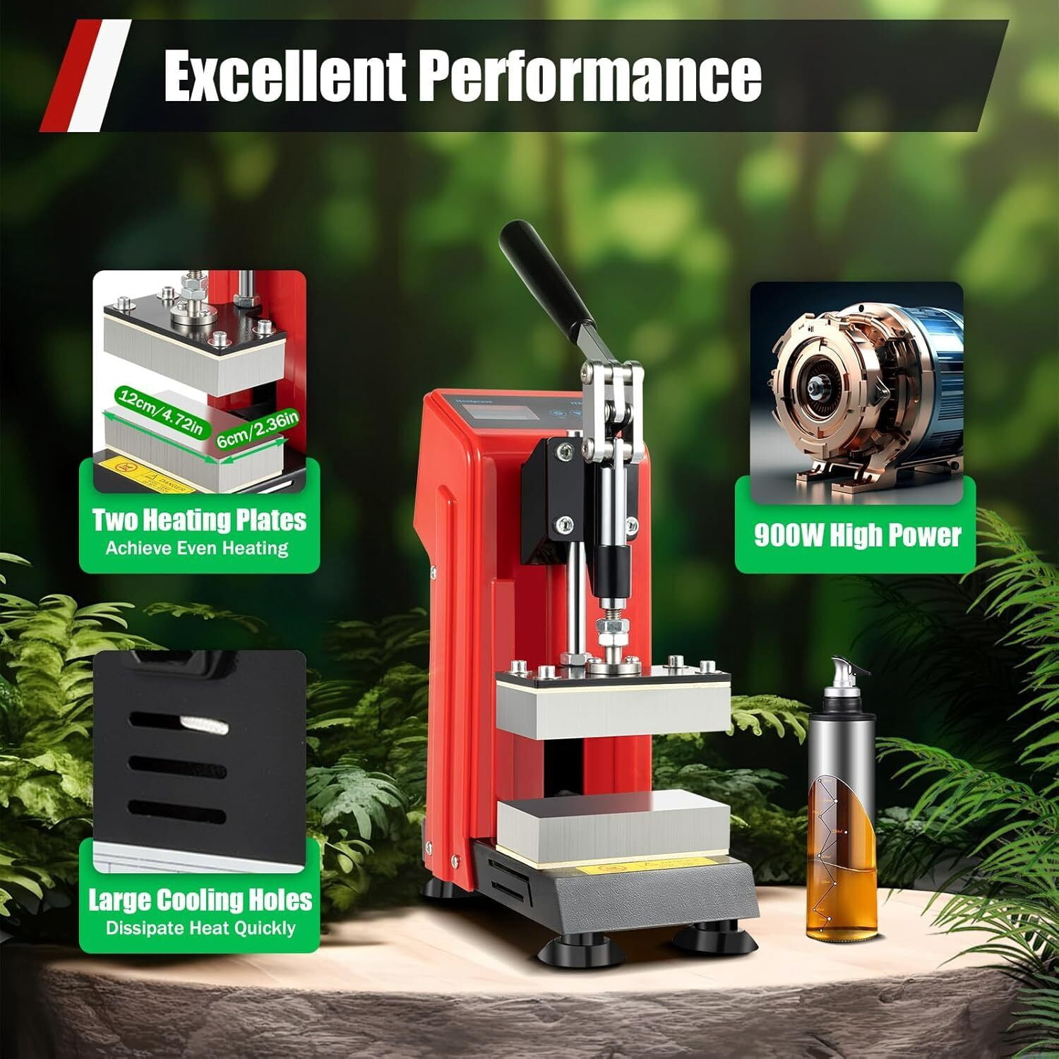 Heat Press Machine 900W Mini Manual Heat Presser Heavy Duty Hot Press Stamping