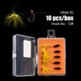 thumbnail image 4 of 10 Uds. De señuelos de pesca con mosca de trucha, cebos artificiales de plumas para insectos (estilo D) Likrtyny Para Estrenar, 4 of 6