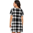 thumbnail image 6 of Lafuoo White And Black Plaid Pattern Women's Short-sleeved Nightdress, Knee-length Pullover Nightgown, Summer Home Wear-Small, 6 of 8