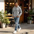 thumbnail image 6 of Domzest Waffle Hoodies for Men Long Sleeve Drawstring Hooded Sweatshirt 2026 Fall Casual Textured Streetwear Pullover Light Gray L, 6 of 8