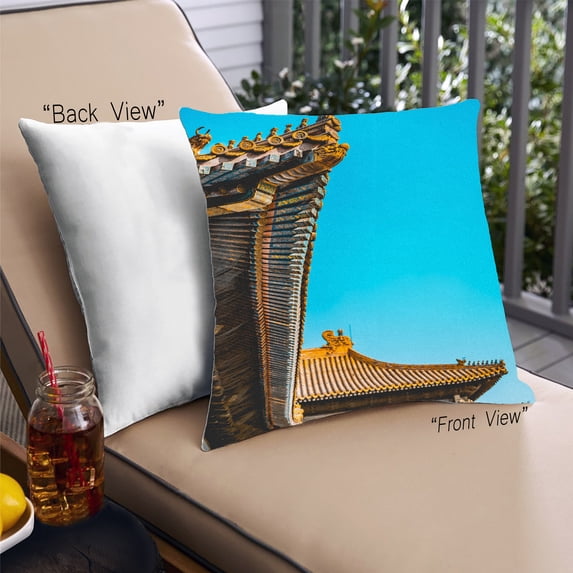 Ahgly Company Sites Forbidden City Outdoor Throw Pillow, 18 inch by 18 inch