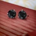 thumbnail image 5 of Gem Stone King 18K White Gold Black Sapphire Stud Earrings for Women Men (2.30 Cttw, Round 6MM), 5 of 5