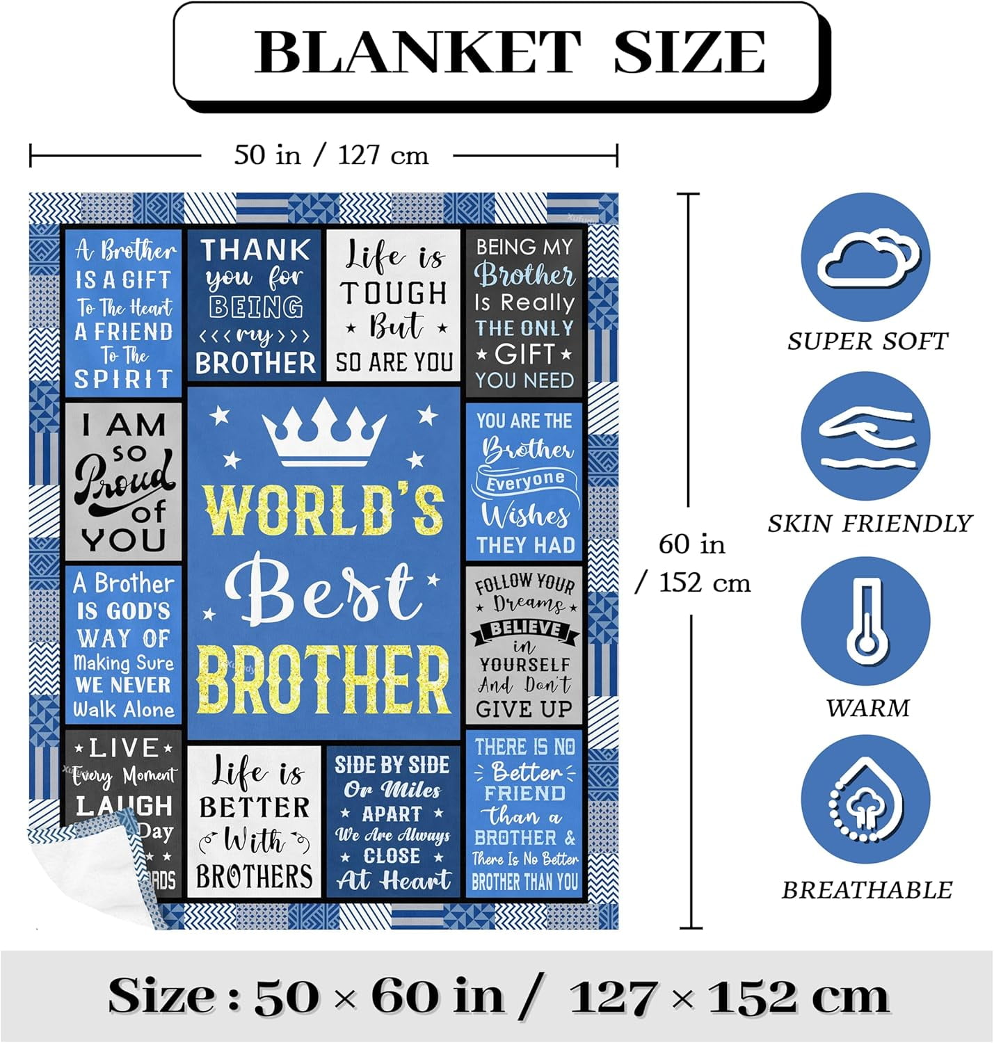 Gifts for Brother, Best Brother Birthday Gifts from Sister Blanket, Adult Brother Gift from Sister