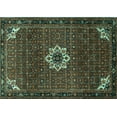 thumbnail image 1 of Ahgly Company Machine Washable Indoor Rectangle Medallion Turquoise Blue Traditional Area Rugs, 2' x 5', 1 of 4
