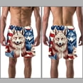 thumbnail image 3 of luoweisi Men's Beach Shorts Quick Dry Swim Trunks with Mesh Lining American Flag and Animals 2XL, 3 of 5