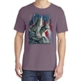 thumbnail image 2 of Wild Bobby, Howling Wolves into The Night Sky with Stars and Stripes, Animal Lover, Garment-Dyed Washed Look Short Sleeve T-Shirt, Rosewood, Medium, 2 of 3