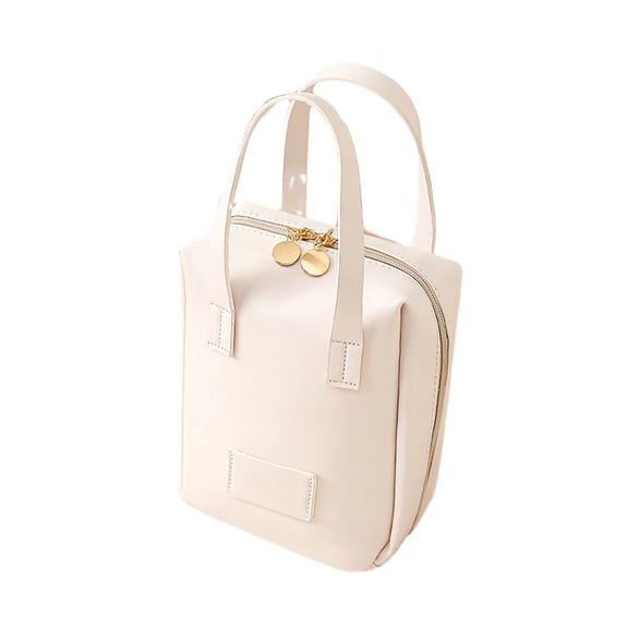 vnanda Travel Makeup Organizer Faux Leather Cosmetic Bag Capacity Portable Handle Waterproof Zipper Multifunctional Travel Toiletry Makeup Pouch Handbag