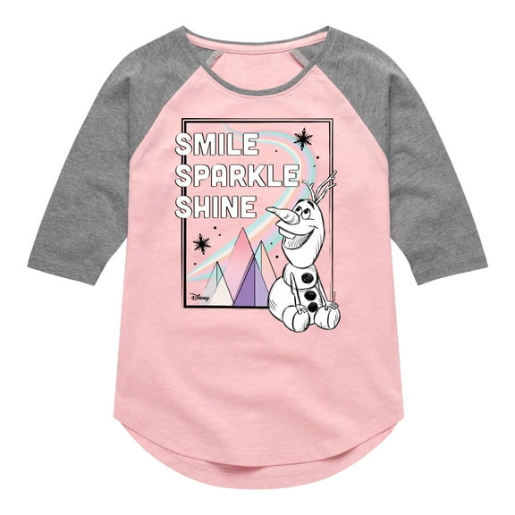 Frozen 2 - Smile Sparkle Shine - Toddler And Youth Girls Raglan Graphic T-Shirt
