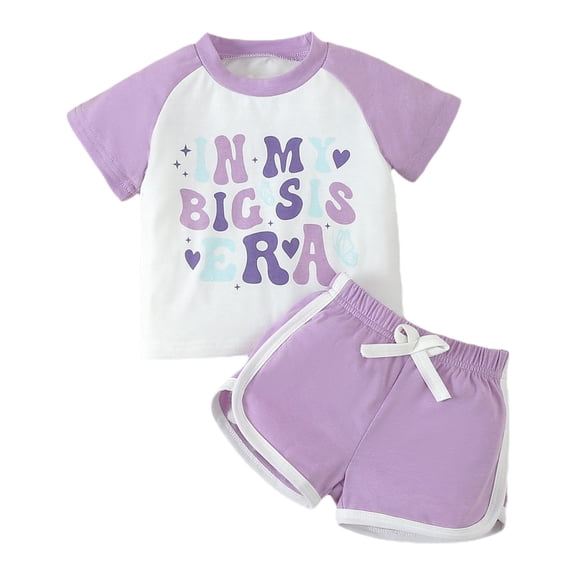 JAJAHO Baby Girl Clothes Summer Outfits Short Sleeve Letter Print T Shirt And Sports Shorts 2 Piece Sweatsuits Casual Playwear For Toddler 0-3Y Soft Outfit