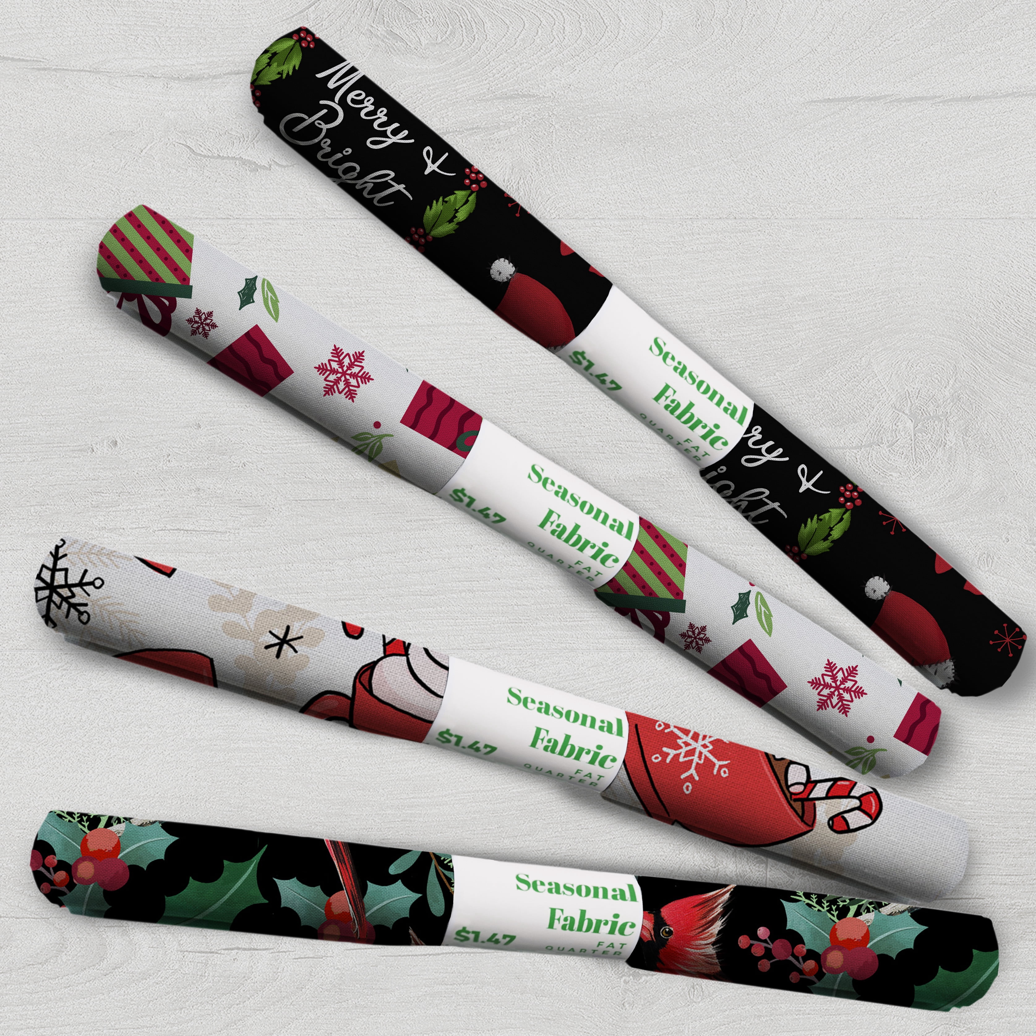 David Textiles, Inc. Christmas Fat-quarter Precut Assortment, 60 pieces