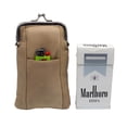 thumbnail image 5 of Genuine Leather Cream Cigarette Case Holder Slim Pack Regular or 100's & Lighter Pocket with Metal Twist Clasp Cream, 5 of 6