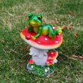 thumbnail image 6 of Adorable Frogs Frog Statues Animal Crafts Ornaments Collectibles Frog Laying on Frog Figurine for Shelf Backyard Home Porch Balcony Lying Side, 6 of 8