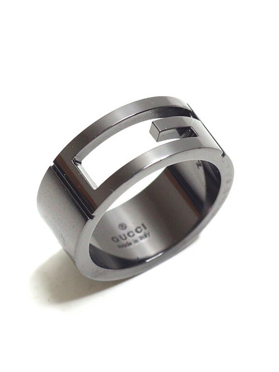 Pre-Owned Gucci Branded G Ring, Sterling Silver, Black Ruthenium (Ag925), Size #11 (Actual...