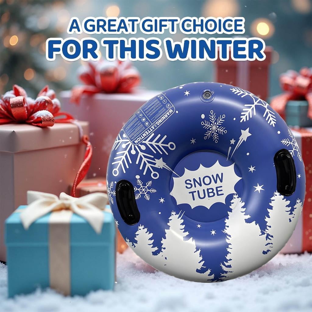 Osdhezcn Inflatable Snow Tube Sled with Handles Inflatable Ski Rings PVC Sledding Tube Protable Winter Snow Sledding Toy