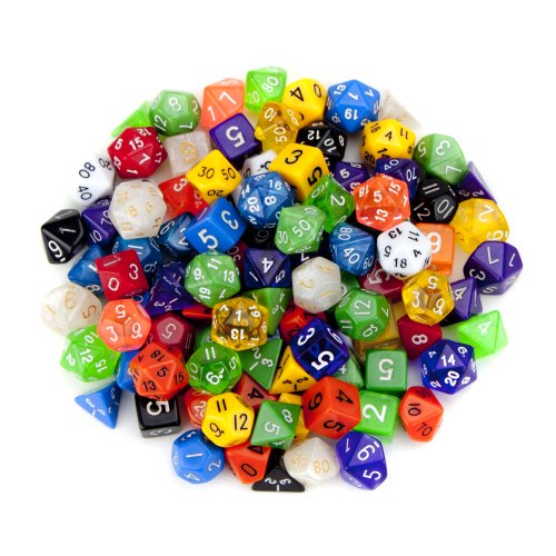 Wiz Dice Series I 100+ Random Polyhedral Dice with Bonus Set in Pouch
