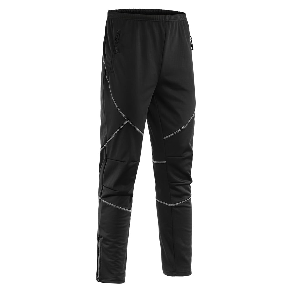 Men's Waterproof Cycling Pants Thermal Fleece Windproof Winter Bike Riding Running Sports Pants