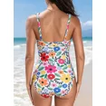 thumbnail image 6 of Charmo Scalloped Ribbed One-Piece Tummy Control Swimsuits for Women Button-Down Bathing Suit, 6 of 6