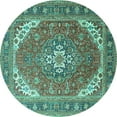 thumbnail image 1 of Ahgly Company Indoor Round Persian Turquoise Blue Traditional Area Rugs, 5' Round, 1 of 4