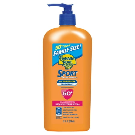 Banana Boat Sport Performance Lotion Family Size Sunscreen Broad Spectrum SPF 50 - 12 Ounces
