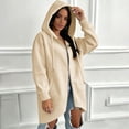 thumbnail image 6 of WIZUTIZ Women's Solid Color Zip Up Hoodie Drawstring Hood Mid-Length Sweatshirt Jacket Casual Loose Fit Outerwear with Pockets Fall Winter, 6 of 9