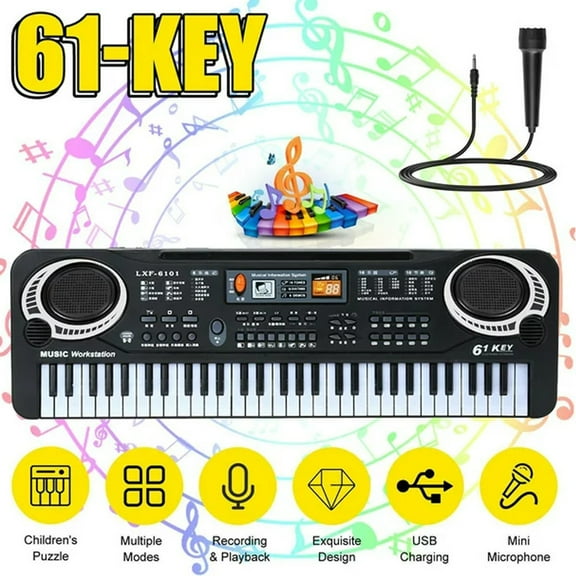 Anself 61 Keys Kids Digital Music Electronic Keyboard Electric Piano Beginner Keyboard for Girls & Boys, Ages 4-8, 9-12, 13-19 with Microphone