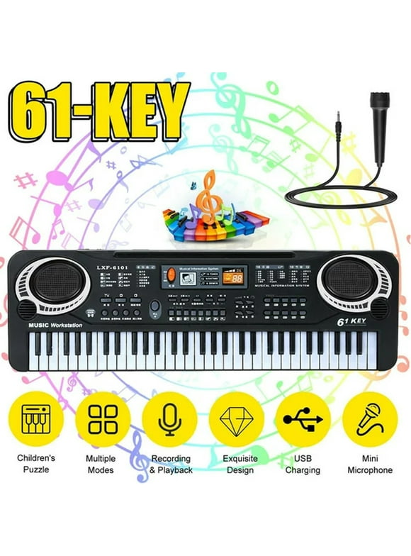 Anself 61 Keys Kids Digital Music Electronic Keyboard Electric Piano Beginner Keyboard for Girls & Boys, Ages 4-8, 9-12, 13-19 with Microphone