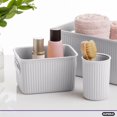 thumbnail image 3 of Decorative Plastic Open Home Storage Bins Organizer Baskets, Small White Smoke (1 Pack) Container Boxes for Organizing Closet Shelves Drawer Shelf - Ribbed Collection 1.5 Liter, 3 of 6