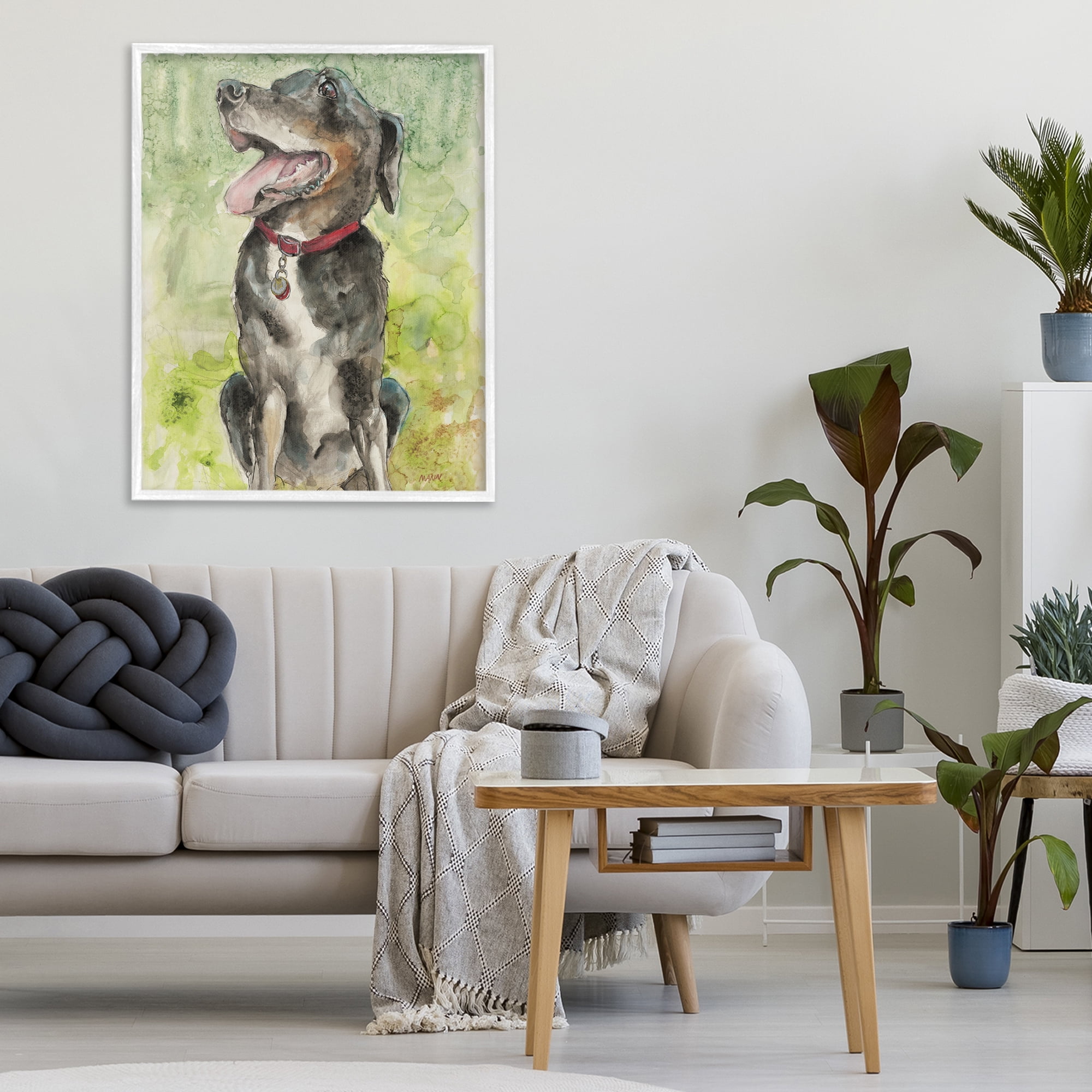 Stupell Industries A Dog's Happiness White Framed Giclee Art, design by Patti Mann