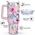 thumbnail image 3 of 40oz Funny Nurse Life Stainless Steel Flip Straw Tumbler Spill Proof Travel Cup Double Wall Vacuum Insulated Coffee Mug with Handle, 3 of 6