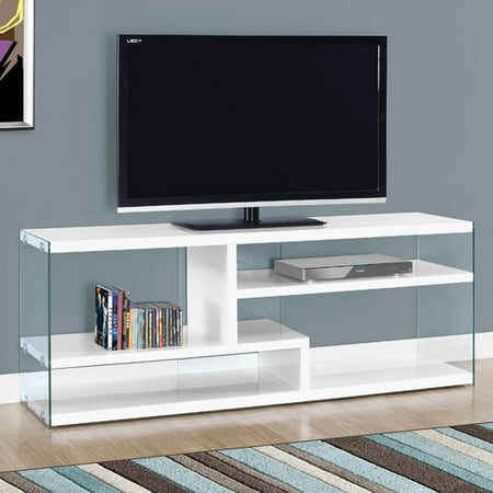 - MONARCH - TV STAND - GLOSSY WHITE WITH TEMPERED GLASS - FOR TV'S UP TO 60