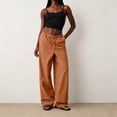 thumbnail image 2 of Sewkxo Womens Linen Palazzo Pants Drawstring Elastic Waist Casual Wide Leg Trousers with Pockets,Saffron XL, 2 of 5