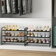 thumbnail image 3 of Simple Trending 3-Tier (9 Pairs) Fabric Shoe Rack , Black, 3 of 7