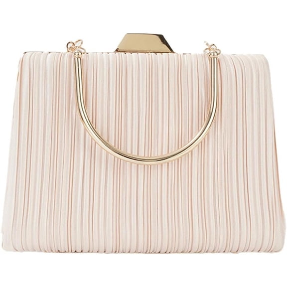 Kukuzhu Satin Evening Bag for Women Sparkly Bridal Purses Classy Pleated Clutch Bag Glitter Evening Handbag
