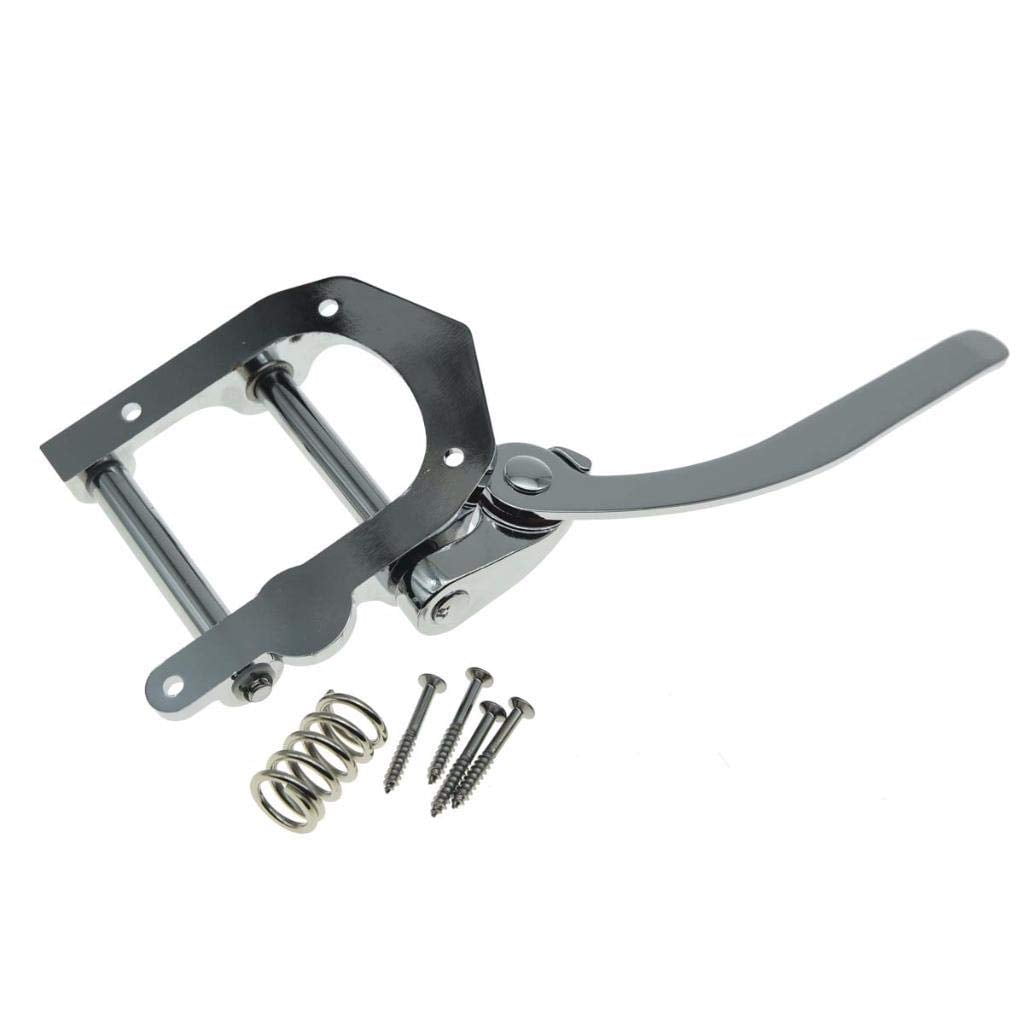 Tremolo Bridge for Electric Guitar, Chrome Plated Vibrato Tailpiece with Roller Bar, Replacement Flat Top Body, Hardtail Bridge Upgrade
