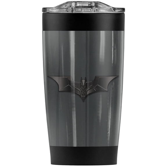 Batman Dark Knight/Carbon Fiber Shield Stainless Steel Tumbler 20 oz Coffee Travel Mug/Cup, Vacuum Insulated & Double Wall with Leakproof Sliding Lid | Great for Hot Drinks and Cold Beverages
