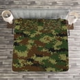thumbnail image 3 of Ambesonne Green Quilted Bedspread Set 3 Pcs, Grunge Graphic Camouflage, King Size, Green Pale Green Brown, 3 of 3